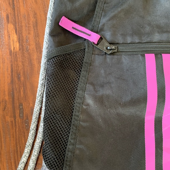 Adidas Sport Bag Training Pack Backpack Pull String Purple/Black/Grey 17” By 12” - Picture 4 of 6